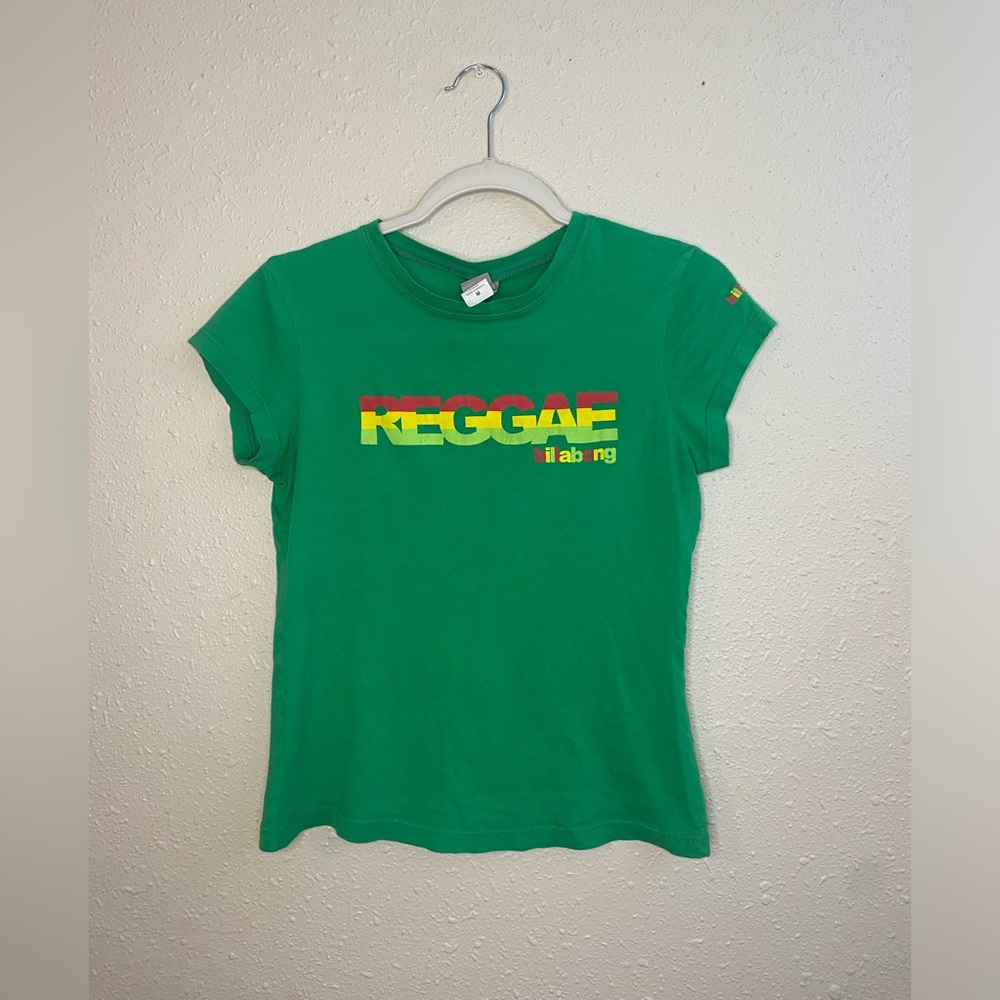 Vintage y2k women’s juniors Billabong reggae baby tee | green | size medium